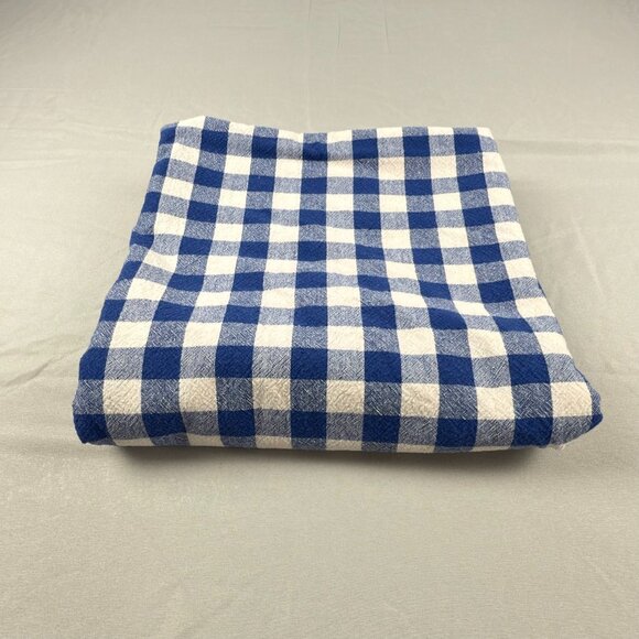 Unbranded Buffalo Check Blue White Cotton Tablecloth 50x74 Farmhouse Picnic - Picture 1 of 3